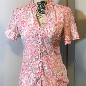 Banana Republic Short Sleeve Abstract Ruffle Top